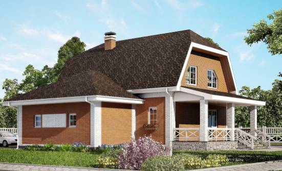 160-006-П Проект двухэтажного дома мансардой и гаражом, красивый коттедж из поризованных блоков Бийск | Проекты домов от House Expert