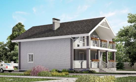 150-007-П Проект двухэтажного дома с мансардой, бюджетный загородный дом из арболита Белокуриха | Проекты домов от House Expert