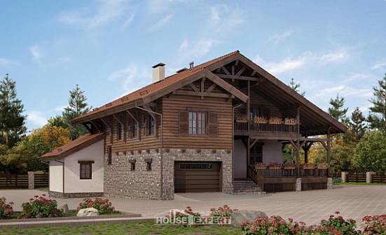 255-002-Л Проект двухэтажного дома мансардой и гаражом, уютный дом из пеноблока Бийск | Проекты домов от House Expert