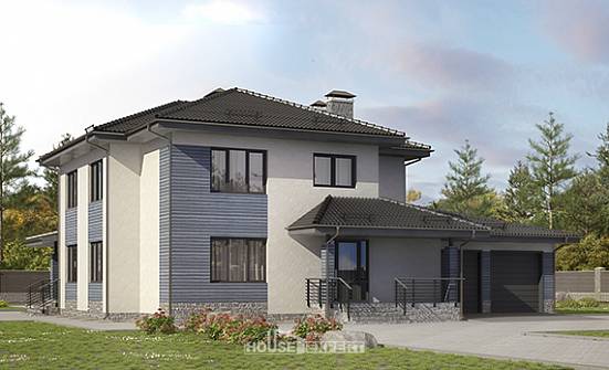 340-005-П Проект двухэтажного дома, гараж, уютный коттедж из керамзитобетонных блоков Камень-на-Оби | Проекты домов от House Expert
