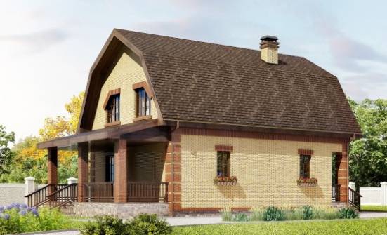 130-005-Л Проект двухэтажного дома с мансардным этажом, небольшой домик из бризолита Новоалтайск | Проекты домов от House Expert