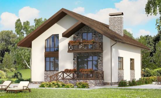 155-001-П Проект двухэтажного дома с мансардным этажом и гаражом, классический домик из арболита Заринск | Проекты домов от House Expert