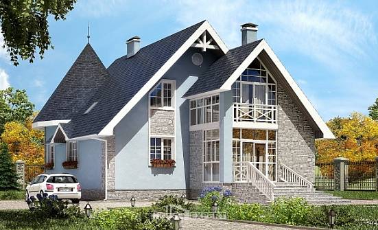 170-003-П Проект двухэтажного дома с мансардным этажом, простой загородный дом из газобетона Бийск | Проекты домов от House Expert