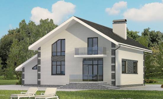180-001-П Проект двухэтажного дома с мансардным этажом, гараж, уютный загородный дом из керамзитобетонных блоков Бийск | Проекты домов от House Expert