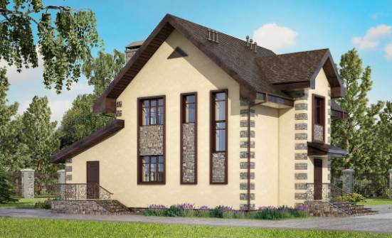 160-004-П Проект двухэтажного дома и гаражом, бюджетный домик из теплоблока Яровое | Проекты домов от House Expert