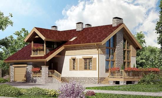 165-002-П Проект двухэтажного дома с мансардным этажом, гараж, недорогой домик из пеноблока Бийск | Проекты домов от House Expert