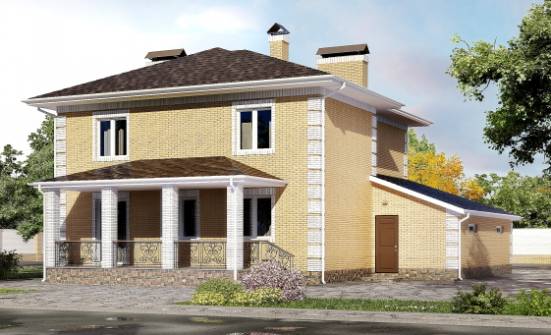 220-006-Л Проект двухэтажного дома и гаражом, простой загородный дом из бризолита Новоалтайск | Проекты домов от House Expert
