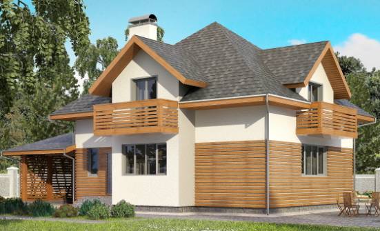 155-004-П Проект двухэтажного дома с мансардой и гаражом, доступный загородный дом из твинблока Новоалтайск | Проекты домов от House Expert