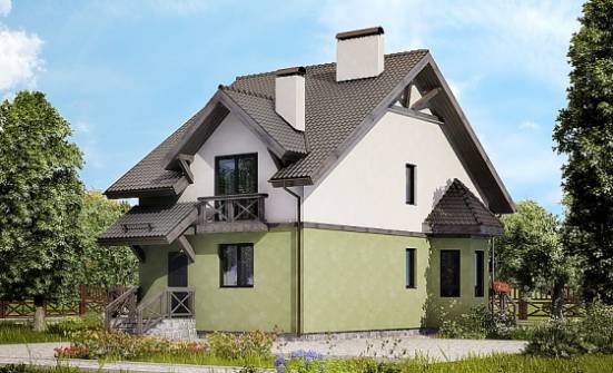 120-003-П Проект двухэтажного дома мансардный этаж, красивый коттедж из газобетона Барнаул | Проекты домов от House Expert