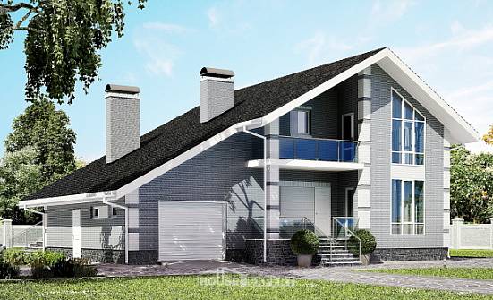190-006-Л Проект двухэтажного дома мансардой и гаражом, красивый коттедж из керамзитобетонных блоков Белокуриха | Проекты домов от House Expert