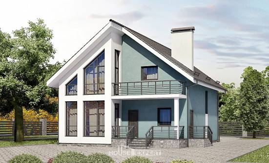170-006-П Проект двухэтажного дома мансардой, компактный коттедж из поризованных блоков Новоалтайск | Проекты домов от House Expert