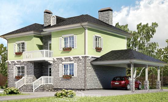 155-006-П Проект двухэтажного дома, гараж, доступный домик из твинблока Новоалтайск | Проекты домов от House Expert