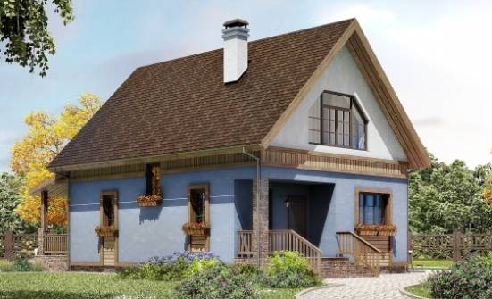 130-003-Л Проект двухэтажного дома с мансардным этажом, бюджетный загородный дом из теплоблока Барнаул | Проекты домов от House Expert