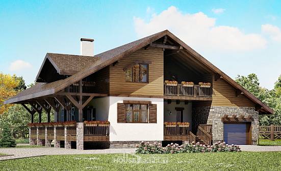 220-005-П Проект двухэтажного дома мансардой и гаражом, средний загородный дом из кирпича Белокуриха | Проекты домов от House Expert