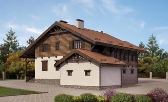 255-002-Л Проект двухэтажного дома мансардой и гаражом, уютный дом из пеноблока Бийск | Проекты домов от House Expert
