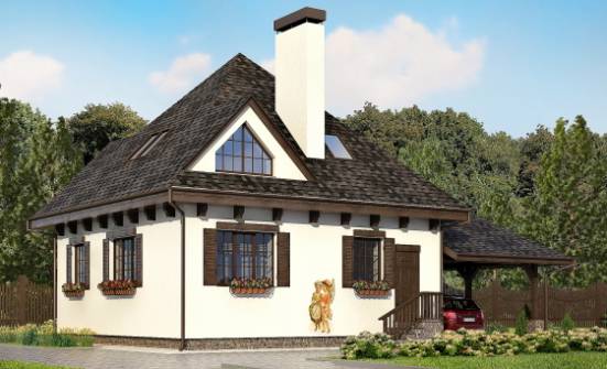 110-002-Л Проект двухэтажного дома мансардой, гараж, классический дом из теплоблока Новоалтайск | Проекты домов от House Expert