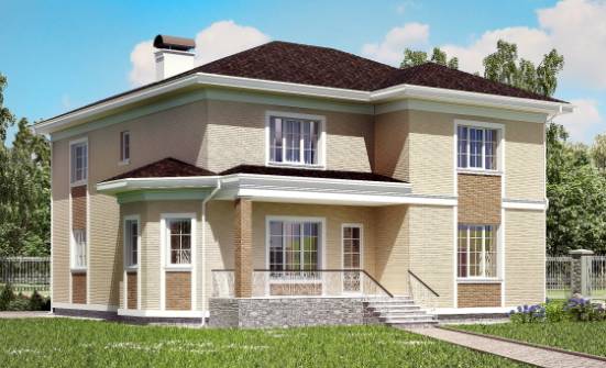 335-001-Л Проект двухэтажного дома и гаражом, огромный загородный дом из кирпича Яровое | Проекты домов от House Expert