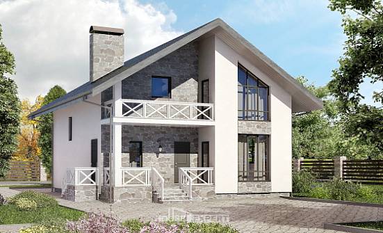 155-001-Л Проект двухэтажного дома мансардой, гараж, компактный дом из твинблока Новоалтайск | Проекты домов от House Expert