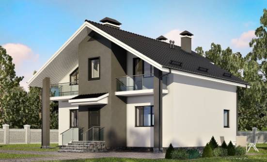 150-005-Л Проект двухэтажного дома мансардный этаж, компактный коттедж из блока Заринск | Проекты домов от House Expert