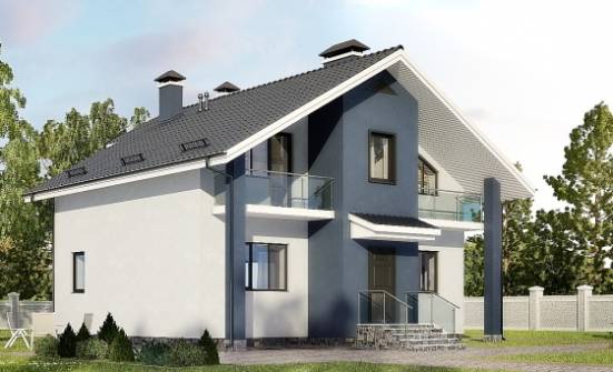 150-005-П Проект двухэтажного дома мансардный этаж, доступный дом из пеноблока Бийск | Проекты домов от House Expert