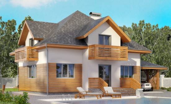 155-004-П Проект двухэтажного дома с мансардой и гаражом, доступный загородный дом из твинблока Новоалтайск | Проекты домов от House Expert