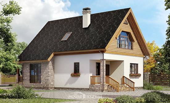 140-001-Л Проект двухэтажного дома с мансардой, уютный загородный дом из бризолита Новоалтайск | Проекты домов от House Expert