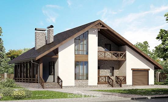 265-001-П Проект двухэтажного дома с мансардным этажом, гараж, большой загородный дом из блока Заринск | Проекты домов от House Expert