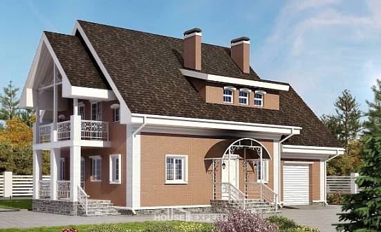 185-003-П Проект двухэтажного дома с мансардным этажом и гаражом, красивый домик из пеноблока Рубцовск | Проекты домов от House Expert
