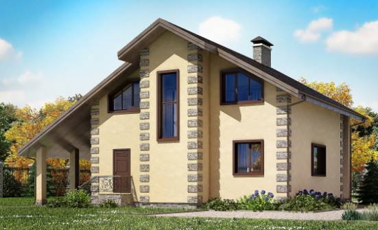 150-003-П Проект двухэтажного дома с мансардным этажом и гаражом, компактный загородный дом из арболита Заринск | Проекты домов от House Expert