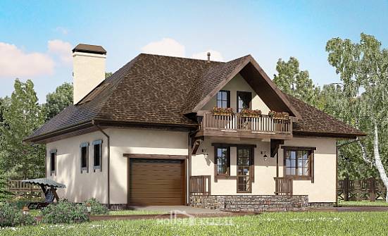 200-001-Л Проект двухэтажного дома мансардой, гараж, средний домик из газосиликатных блоков Новоалтайск | Проекты домов от House Expert