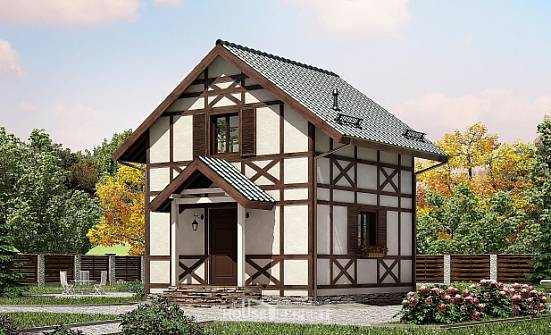 060-002-П Проект двухэтажного дома мансардой, компактный коттедж из бревен Камень-на-Оби | Проекты домов от House Expert
