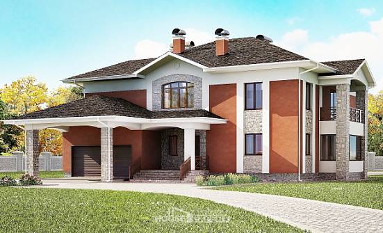 400-002-Л Проект двухэтажного дома, гараж, современный коттедж из кирпича Новоалтайск | Проекты домов от House Expert