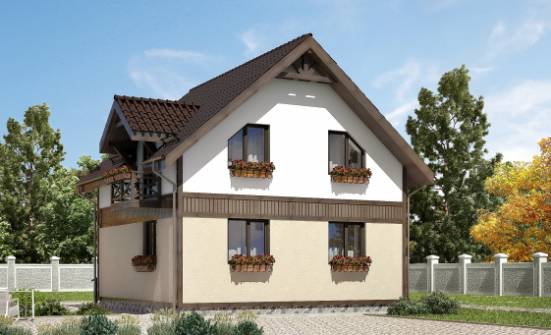 105-001-П Проект двухэтажного дома с мансардой, компактный загородный дом из поризованных блоков Барнаул | Проекты домов от House Expert