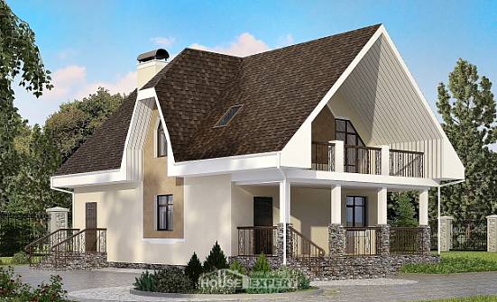 125-001-Л Проект двухэтажного дома с мансардным этажом, простой загородный дом из поризованных блоков Рубцовск | Проекты домов от House Expert