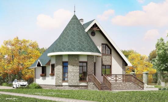 170-003-Л Проект двухэтажного дома мансардой, современный домик из газобетона Барнаул | Проекты домов от House Expert