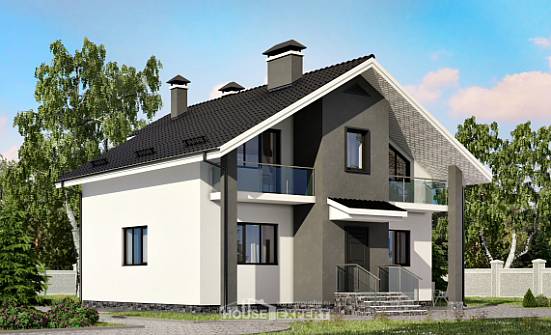 150-005-Л Проект двухэтажного дома мансардный этаж, компактный коттедж из блока Заринск | Проекты домов от House Expert