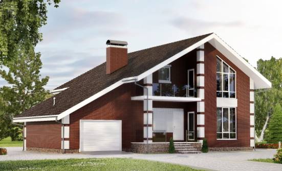 180-001-Л Проект двухэтажного дома с мансардным этажом, гараж, простой загородный дом из твинблока Барнаул | Проекты домов от House Expert