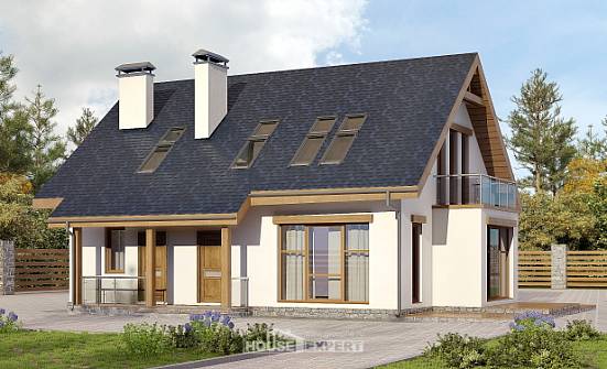 155-012-П Проект двухэтажного дома мансардный этаж, экономичный дом из керамзитобетонных блоков Заринск | Проекты домов от House Expert