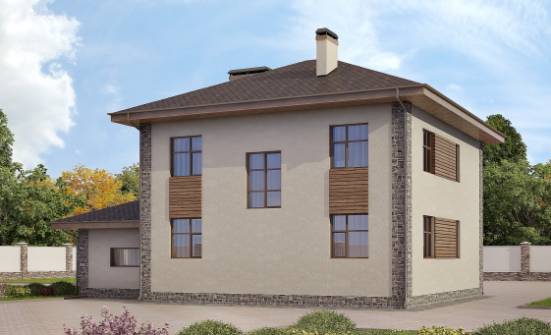 185-004-П Проект двухэтажного дома и гаражом, просторный дом из керамзитобетонных блоков Белокуриха | Проекты домов от House Expert