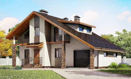 180-008-П Проект двухэтажного дома мансардой, гараж, классический коттедж из пеноблока Рубцовск | Проекты домов от House Expert