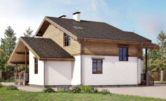 210-006-П Проект двухэтажного дома с мансардным этажом, простой коттедж из кирпича Бийск | Проекты домов от House Expert