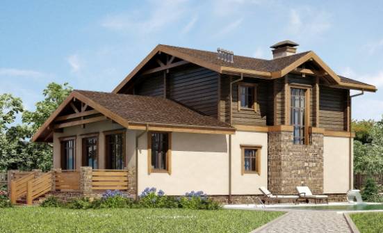 170-004-П Проект двухэтажного дома с мансардой, гараж, классический домик из керамзитобетонных блоков из бревен Белокуриха | Проекты домов от House Expert