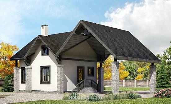 060-001-П Проект двухэтажного дома с мансардой, гараж, красивый загородный дом из поризованных блоков Новоалтайск | Проекты домов от House Expert