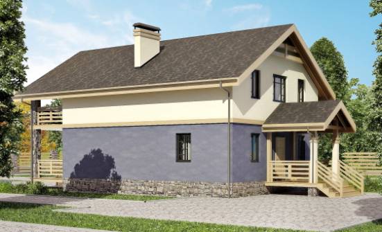 160-010-П Проект двухэтажного дома с мансардой, доступный дом из газобетона Белокуриха | Проекты домов от House Expert