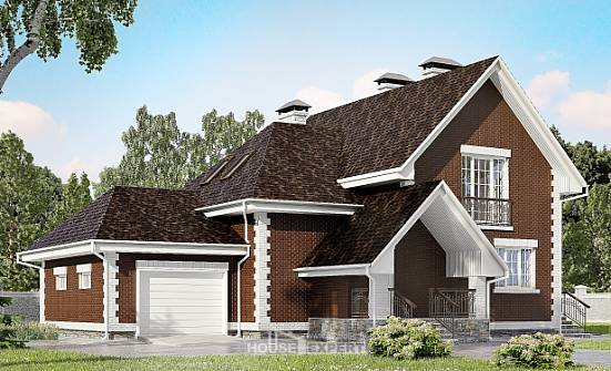 190-003-Л Проект двухэтажного дома мансардой и гаражом, средний загородный дом из твинблока Новоалтайск | Проекты домов от House Expert