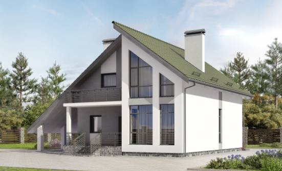 170-009-Л Проект двухэтажного дома мансардой и гаражом, доступный дом из блока Бийск | Проекты домов от House Expert