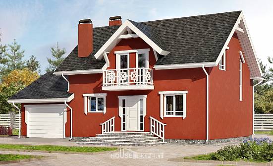 180-013-Л Проект двухэтажного дома мансардой и гаражом, компактный дом из бризолита Бийск | Проекты домов от House Expert