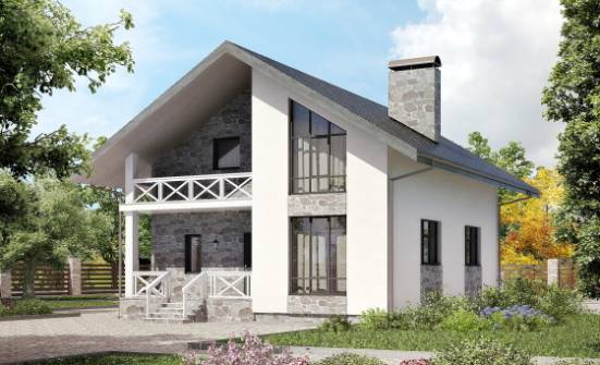 155-001-Л Проект двухэтажного дома мансардой, гараж, компактный дом из твинблока Новоалтайск | Проекты домов от House Expert