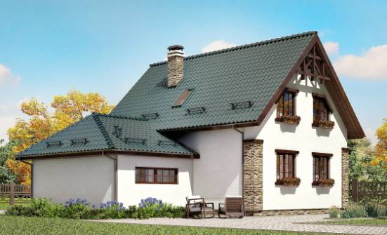 160-005-П Проект двухэтажного дома с мансардным этажом, гараж, классический домик из теплоблока Заринск | Проекты домов от House Expert