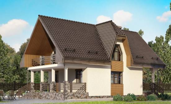 150-001-Л Проект двухэтажного дома мансардой и гаражом, классический загородный дом из блока Барнаул | Проекты домов от House Expert